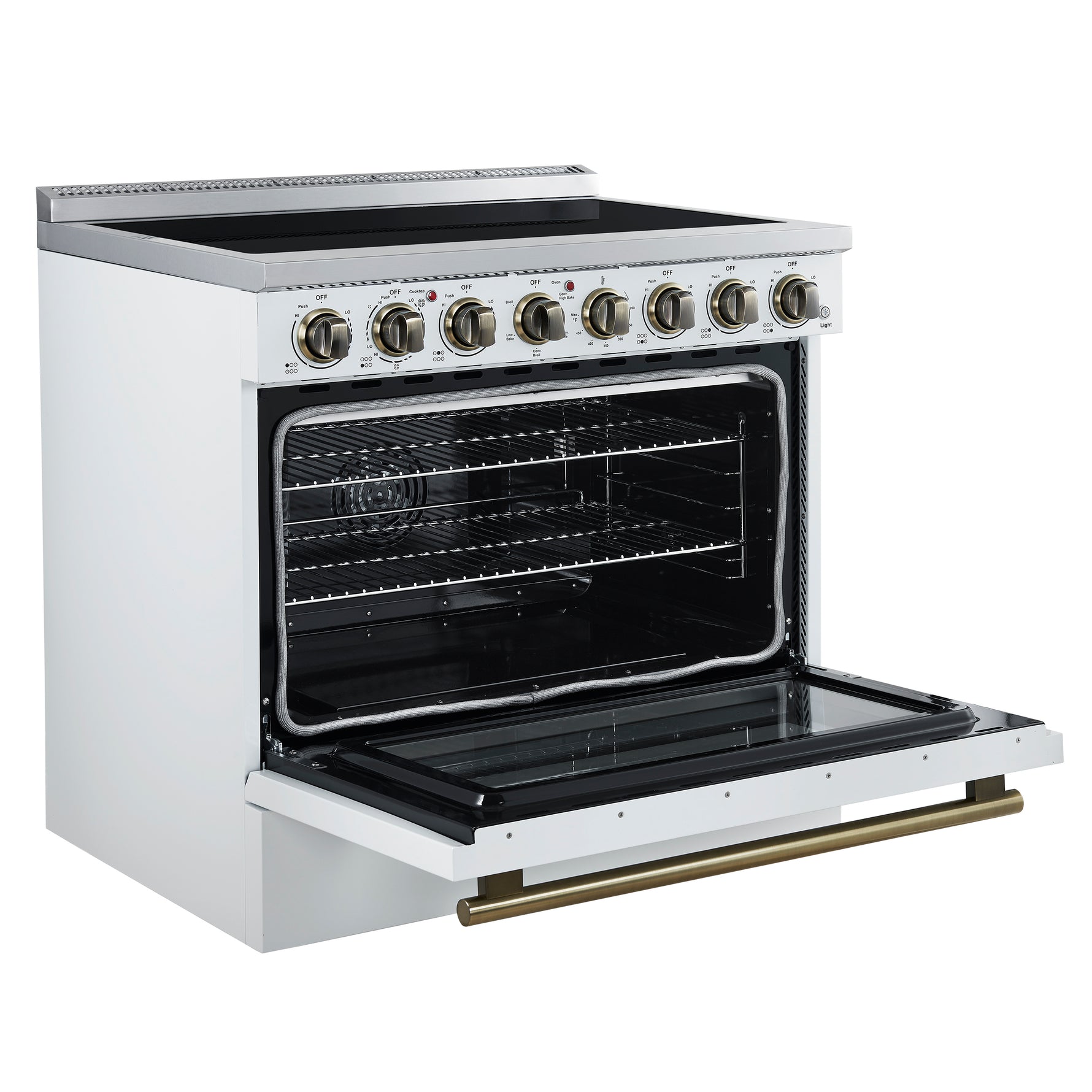 Forno Paolo 36 Inch White Freestanding Electric Range, Stainless Steel, 5.44 cu.ft, True Convection Oven, Energy Efficient - BonPrix Électroménagers
