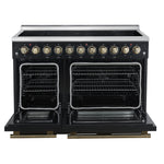 Forno Paolo 48 Inch Freestanding Electric Range in Black with Antique Brass, 6.7 cu.ft, True Convection Oven, Energy Efficient - BonPrix Électroménagers