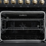 Forno Paolo 48 Inch Freestanding Electric Range in Black with Antique Brass, 6.7 cu.ft, True Convection Oven, Energy Efficient - BonPrix Électroménagers