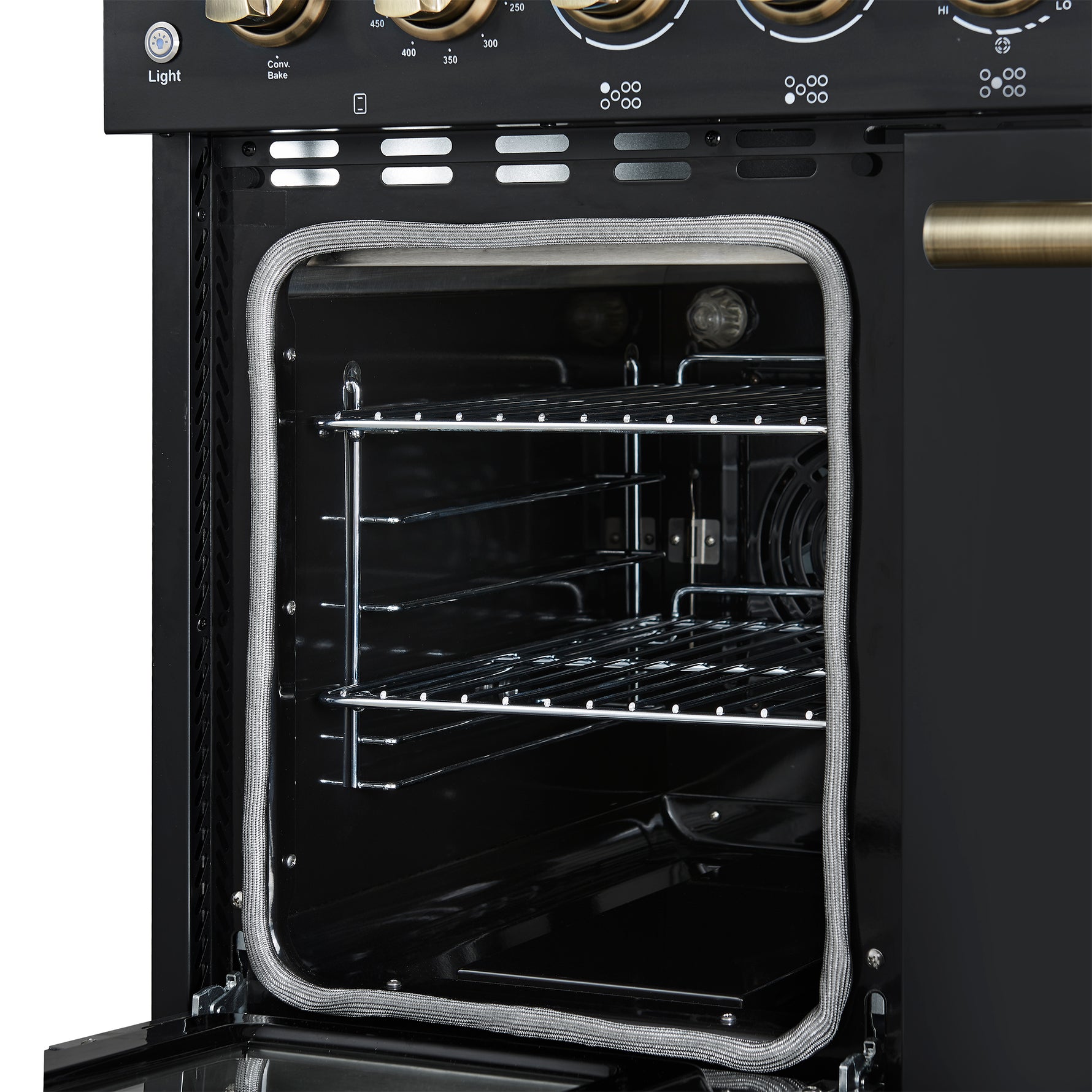 Forno Paolo 48 Inch Freestanding Electric Range in Black with Antique Brass, 6.7 cu.ft, True Convection Oven, Energy Efficient - BonPrix Électroménagers