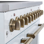 Forno Paolo 48 Inch Freestanding Electric Range in White with Antique Brass, 6.7 cu.ft, True Convection Oven, Energy Efficient - BonPrix Électroménagers