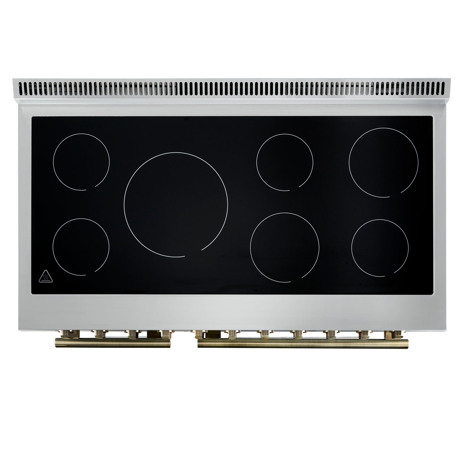 Forno Paolo 48 Inch Freestanding Electric Range in White with Antique Brass, 6.7 cu.ft, True Convection Oven, Energy Efficient - BonPrix Électroménagers