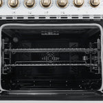 Forno Paolo 48 Inch Freestanding Electric Range in White with Antique Brass, 6.7 cu.ft, True Convection Oven, Energy Efficient - BonPrix Électroménagers