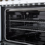 Forno Paolo 48 Inch Freestanding Electric Range in White with Antique Brass, 6.7 cu.ft, True Convection Oven, Energy Efficient - BonPrix Électroménagers