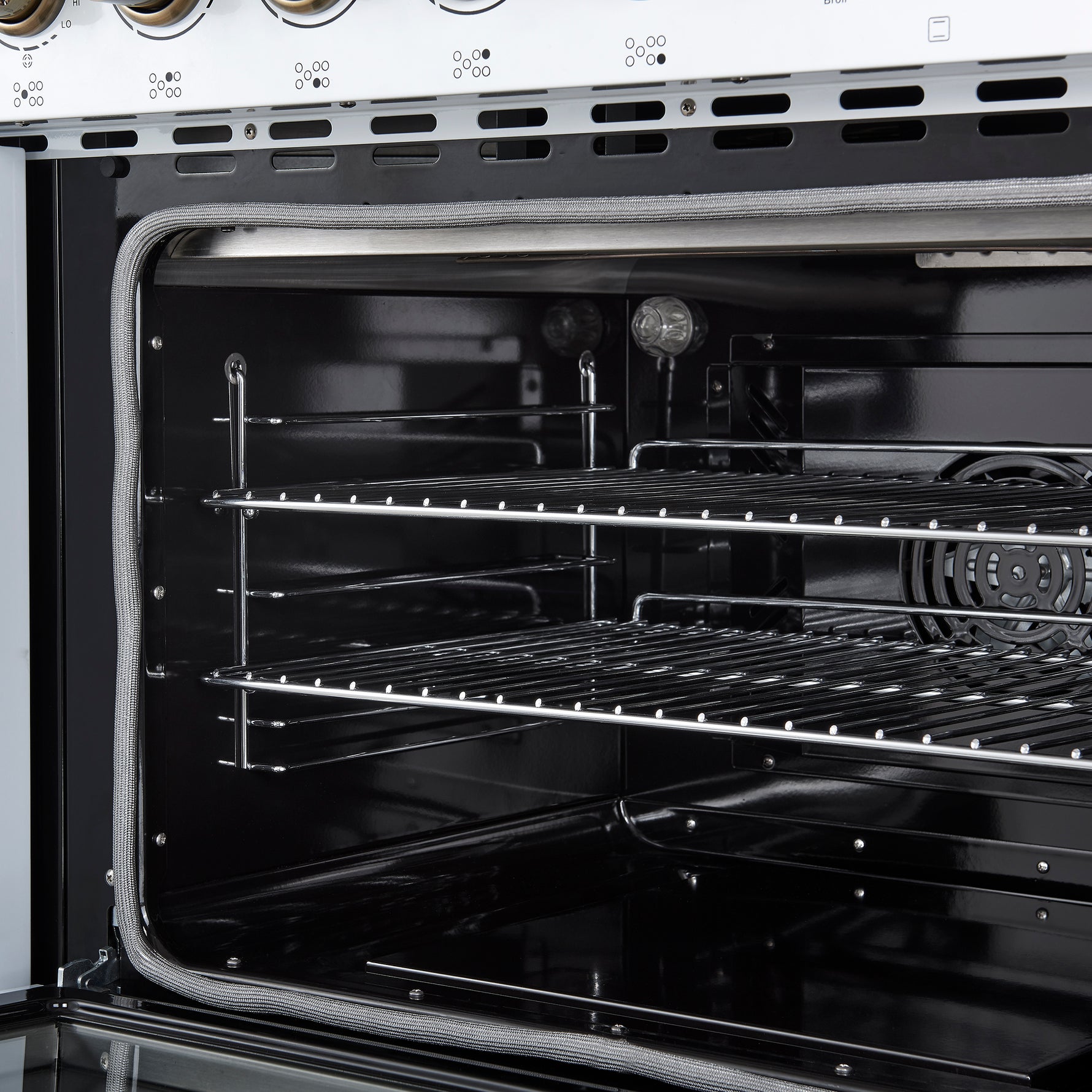 Forno Paolo 48 Inch Freestanding Electric Range in White with Antique Brass, 6.7 cu.ft, True Convection Oven, Energy Efficient - BonPrix Électroménagers