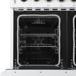 Forno Paolo 48 Inch Freestanding Electric Range in White with Antique Brass, 6.7 cu.ft, True Convection Oven, Energy Efficient - BonPrix Électroménagers