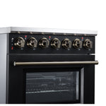 Massimo 30 Inch Freestanding Electric range, 5 radiant burners, 4.32 cf. True Convection oven, Air fryer kit, Black