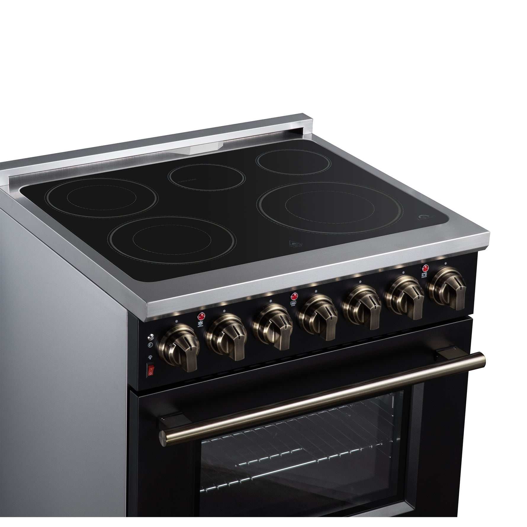Massimo 30 Inch Freestanding Electric range, 5 radiant burners, 4.32 cf. True Convection oven, Air fryer kit, Black