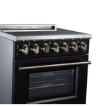 Massimo 30 Inch Freestanding Electric range, 5 radiant burners, 4.32 cf. True Convection oven, Air fryer kit, Black