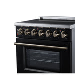 Massimo 30 Inch Freestanding Electric range, 5 radiant burners, 4.32 cf. True Convection oven, Air fryer kit, Black
