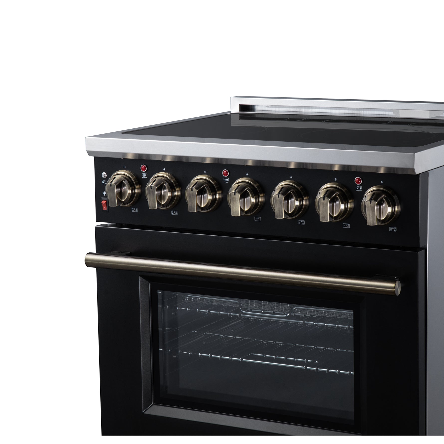 Massimo 30 Inch Freestanding Electric range, 5 radiant burners, 4.32 cf. True Convection oven, Air fryer kit, Black