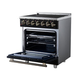 Massimo 30 Inch Freestanding Electric range, 5 radiant burners, 4.32 cf. True Convection oven, Air fryer kit, Black