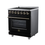 Massimo 30 Inch Freestanding Electric range, 5 radiant burners, 4.32 cf. True Convection oven, Air fryer kit, Black