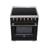 Massimo 30 Inch Freestanding Electric range, 5 radiant burners, 4.32 cf. True Convection oven, Air fryer kit, Black