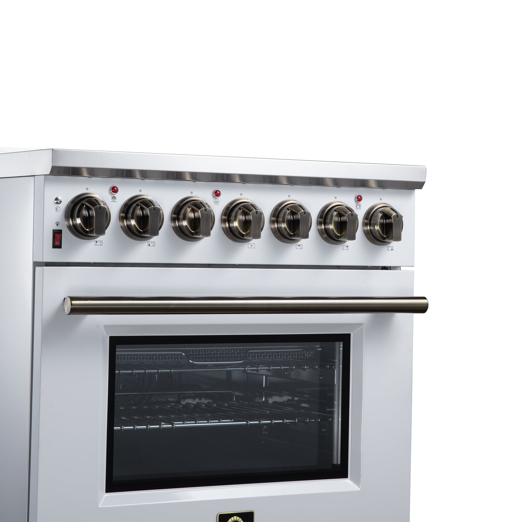 Massimo 30 Inch Freestanding Electric range, 5 radiant burners, 4.32 cf. True Convection oven, Air Fryer Kit, White