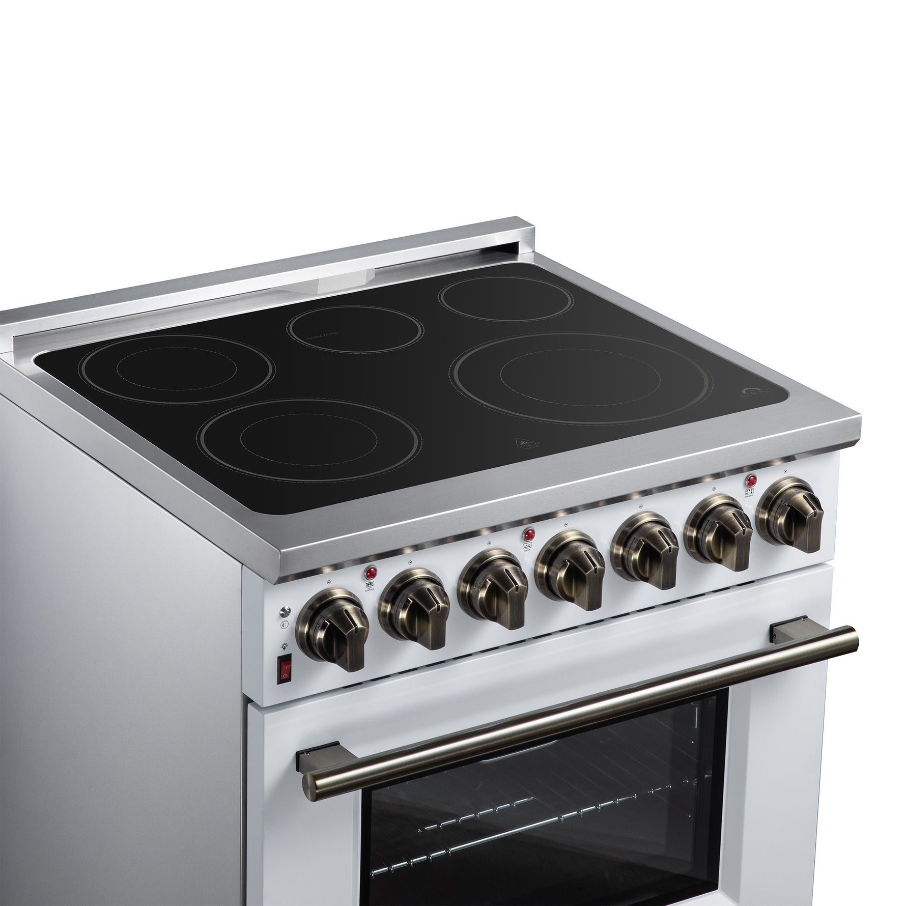 Massimo 30 Inch Freestanding Electric range, 5 radiant burners, 4.32 cf. True Convection oven, Air Fryer Kit, White