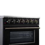 Massimo 36 Inch Freestanding Electric range, 5 radiant burners, 5.36 cf. True Convection oven, Air fryer kit, Black