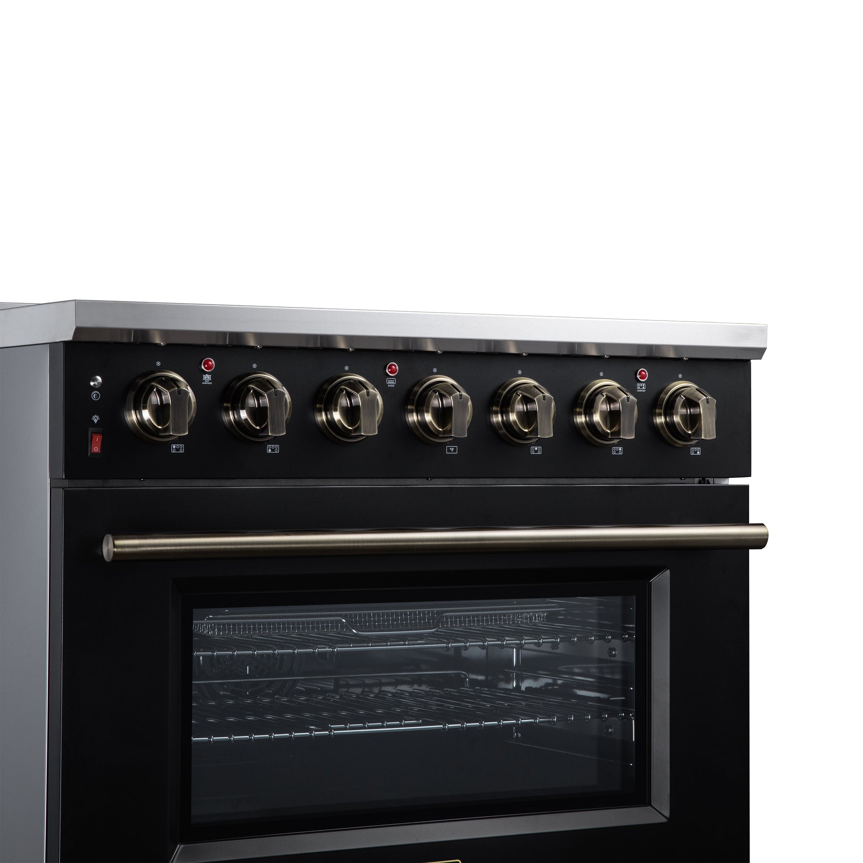Massimo 36 Inch Freestanding Electric range, 5 radiant burners, 5.36 cf. True Convection oven, Air fryer kit, Black