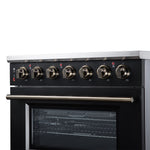 Massimo 36 Inch Freestanding Electric range, 5 radiant burners, 5.36 cf. True Convection oven, Air fryer kit, Black