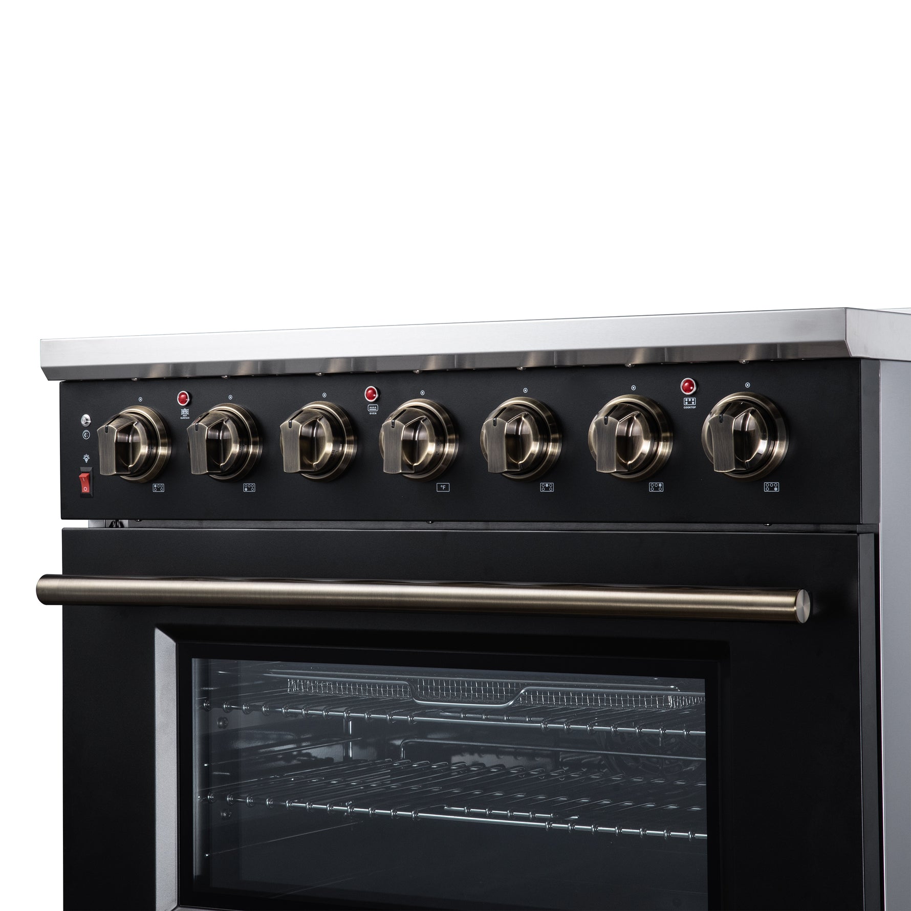 Massimo 36 Inch Freestanding Electric range, 5 radiant burners, 5.36 cf. True Convection oven, Air fryer kit, Black