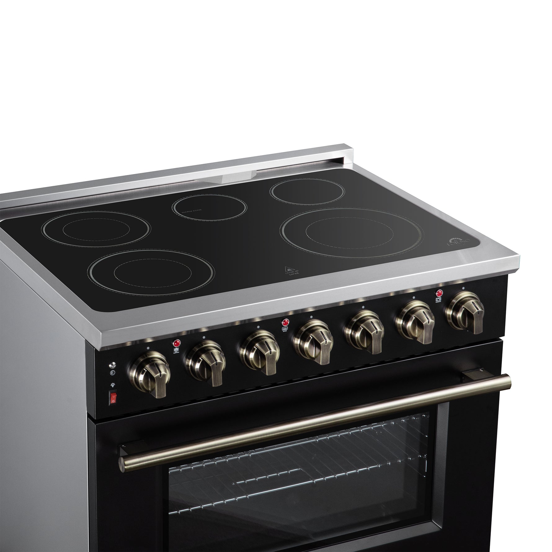 Massimo 36 Inch Freestanding Electric range, 5 radiant burners, 5.36 cf. True Convection oven, Air fryer kit, Black