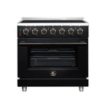 Massimo 36 Inch Freestanding Electric range, 5 radiant burners, 5.36 cf. True Convection oven, Air fryer kit, Black