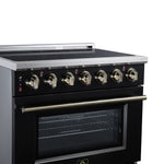 Massimo 36 Inch Freestanding Electric range, 5 radiant burners, 5.36 cf. True Convection oven, Air fryer kit, Black