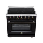 Massimo 36 Inch Freestanding Electric range, 5 radiant burners, 5.36 cf. True Convection oven, Air fryer kit, Black