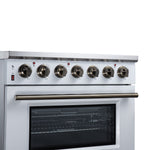 Massimo 36 Inch Freestanding Electric range, 5 radiant burners, 5.36 cf. True Convection oven, Air fryer kit, White