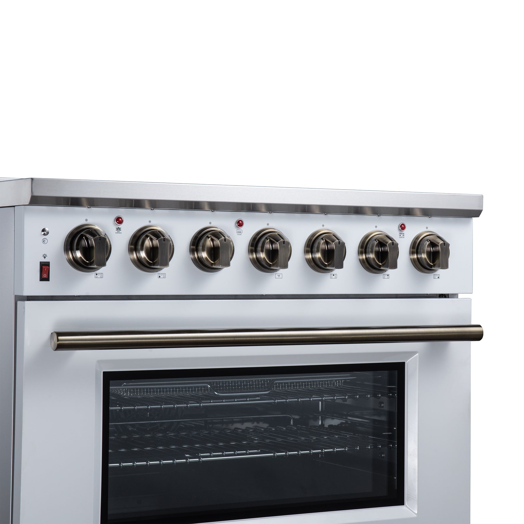 Massimo 36 Inch Freestanding Electric range, 5 radiant burners, 5.36 cf. True Convection oven, Air fryer kit, White