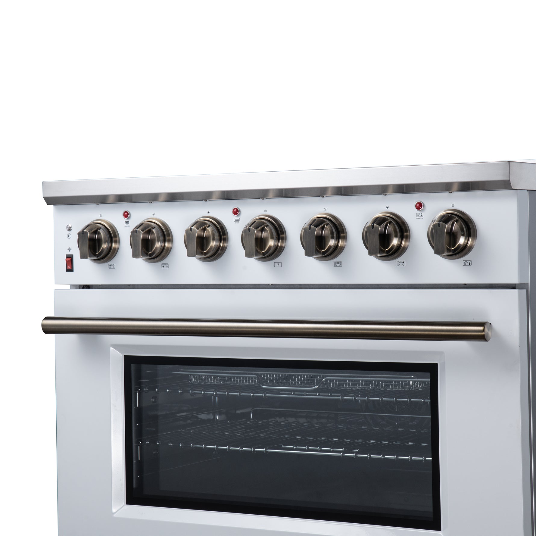 Massimo 36 Inch Freestanding Electric range, 5 radiant burners, 5.36 cf. True Convection oven, Air fryer kit, White