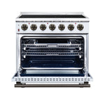 Massimo 36 Inch Freestanding Electric range, 5 radiant burners, 5.36 cf. True Convection oven, Air fryer kit, White