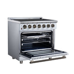 Massimo 36 Inch Freestanding Electric range, 5 radiant burners, 5.36 cf. True Convection oven, Air fryer kit, White