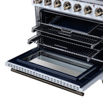 Massimo 36 Inch Freestanding Electric range, 5 radiant burners, 5.36 cf. True Convection oven, Air fryer kit, White