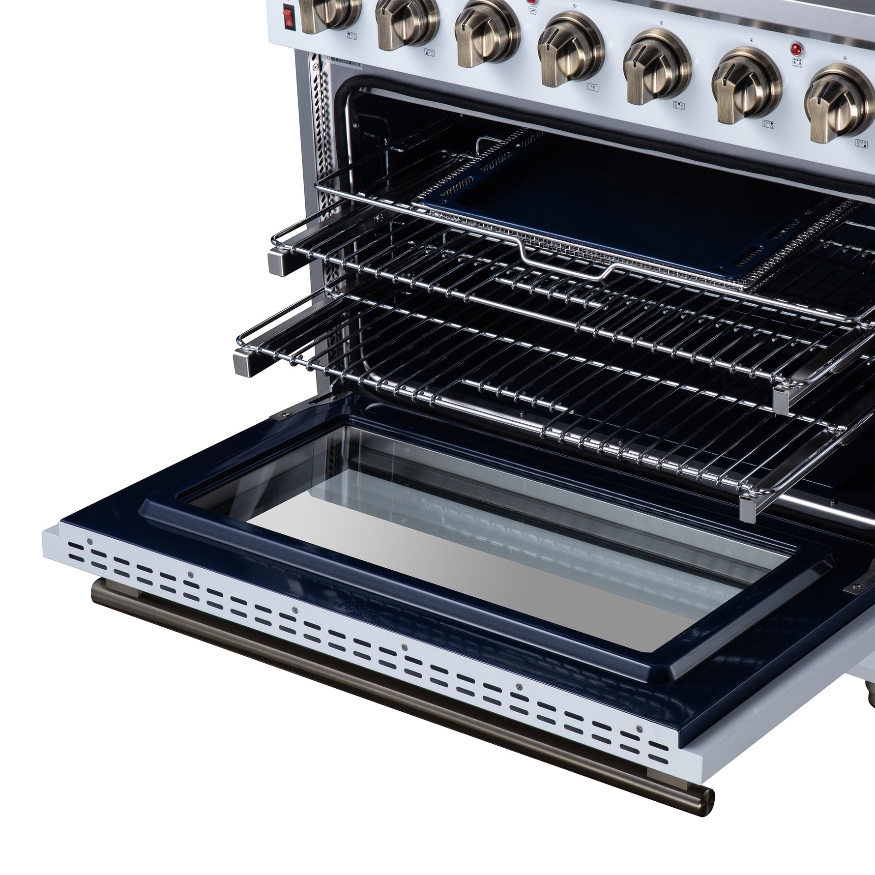 Massimo 36 Inch Freestanding Electric range, 5 radiant burners, 5.36 cf. True Convection oven, Air fryer kit, White