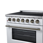 Massimo 36 Inch Freestanding Electric range, 5 radiant burners, 5.36 cf. True Convection oven, Air fryer kit, White