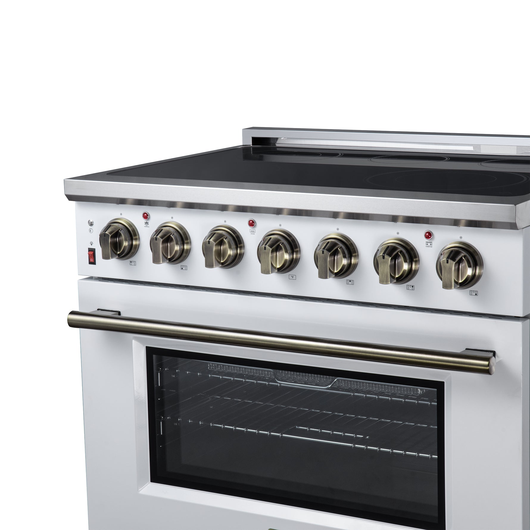 Massimo 36 Inch Freestanding Electric range, 5 radiant burners, 5.36 cf. True Convection oven, Air fryer kit, White