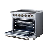 Massimo 36 Inch Freestanding Electric range, 5 radiant burners, 5.36 cf. True Convection oven, Air fryer kit, White