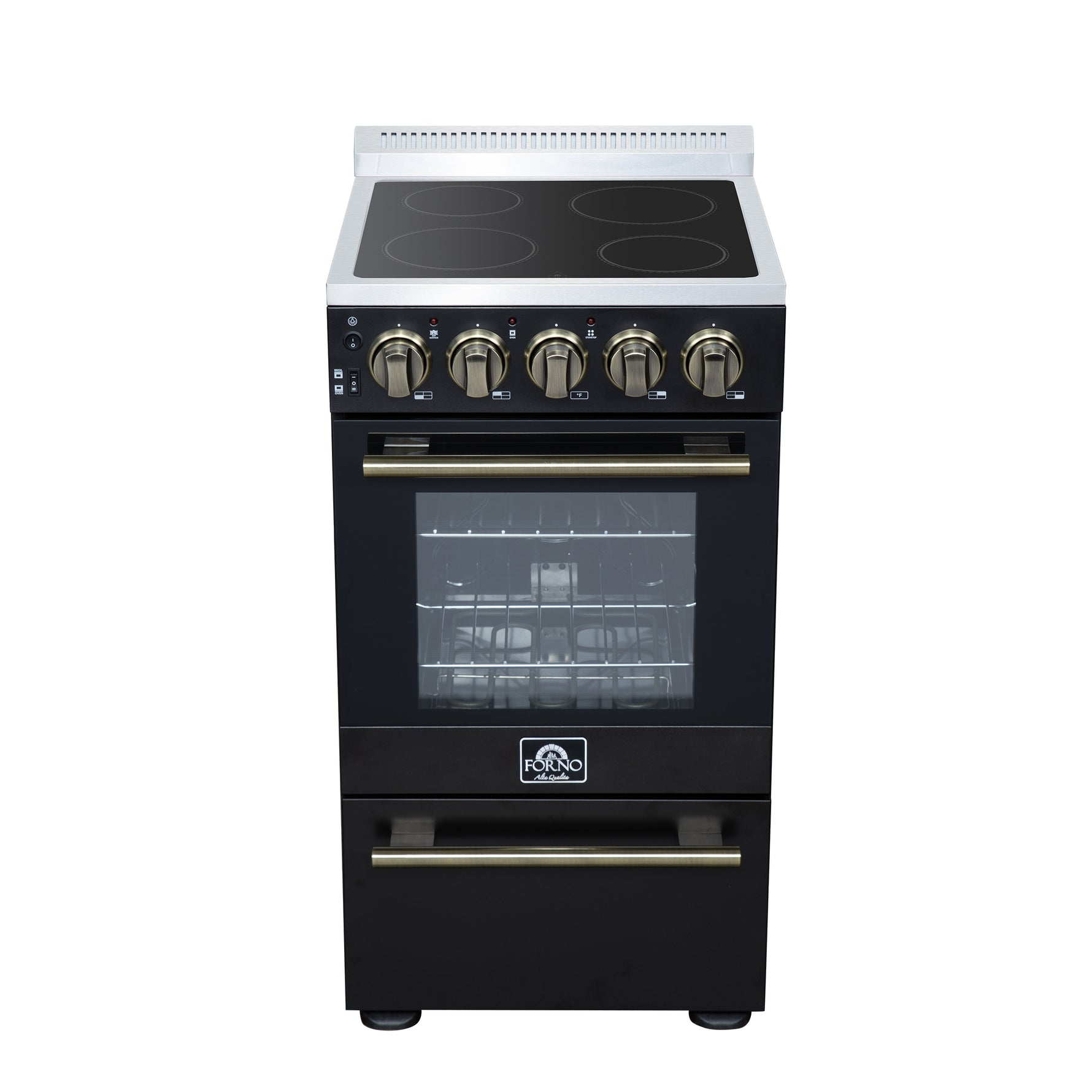 Forno Pallerano 20 Inch Freestanding Electric Range in Black, Canada Version, Plug and Cord Included - BonPrix Électroménagers