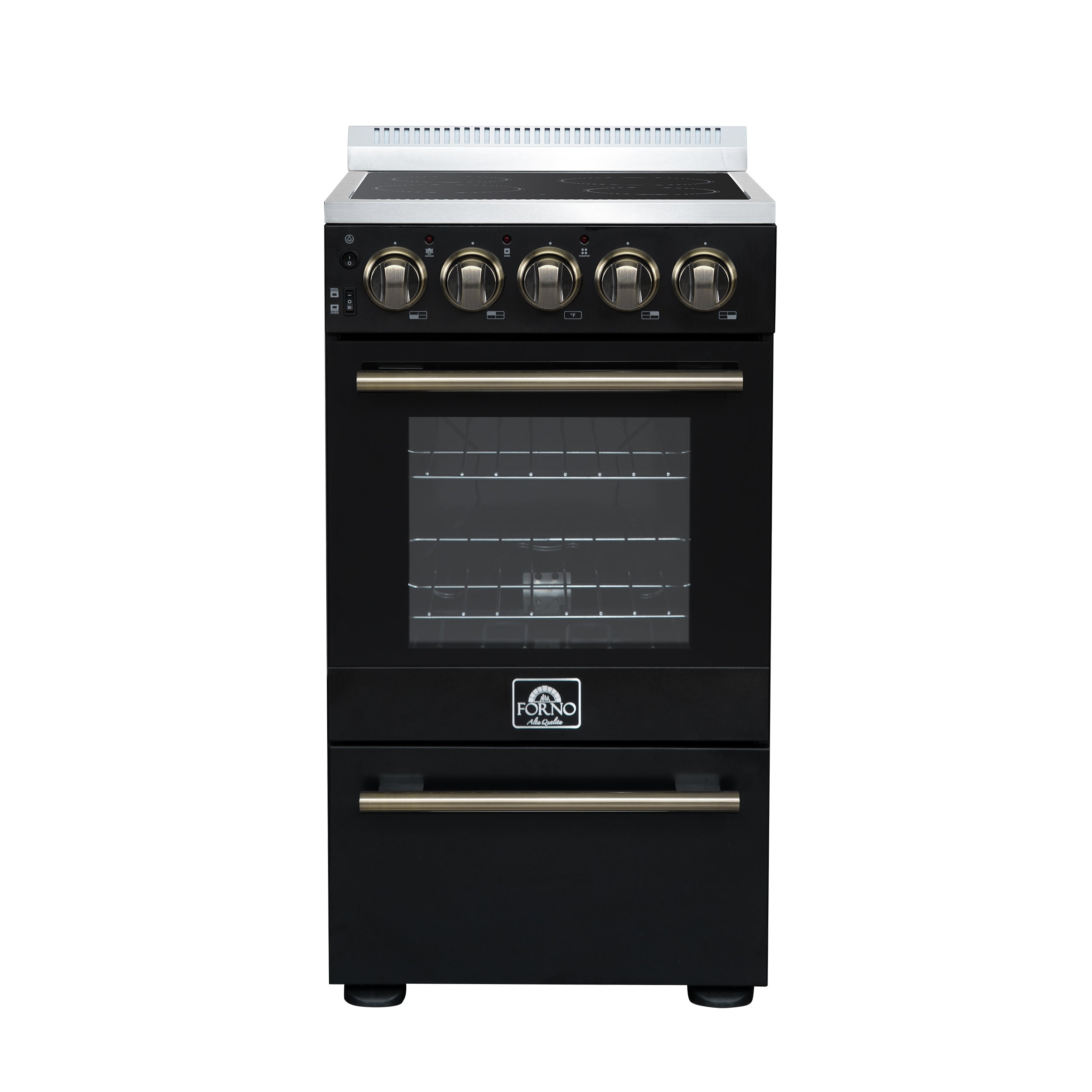 Forno Pallerano 20 Inch Freestanding Electric Range in Black, Canada Version, Plug and Cord Included - BonPrix Électroménagers