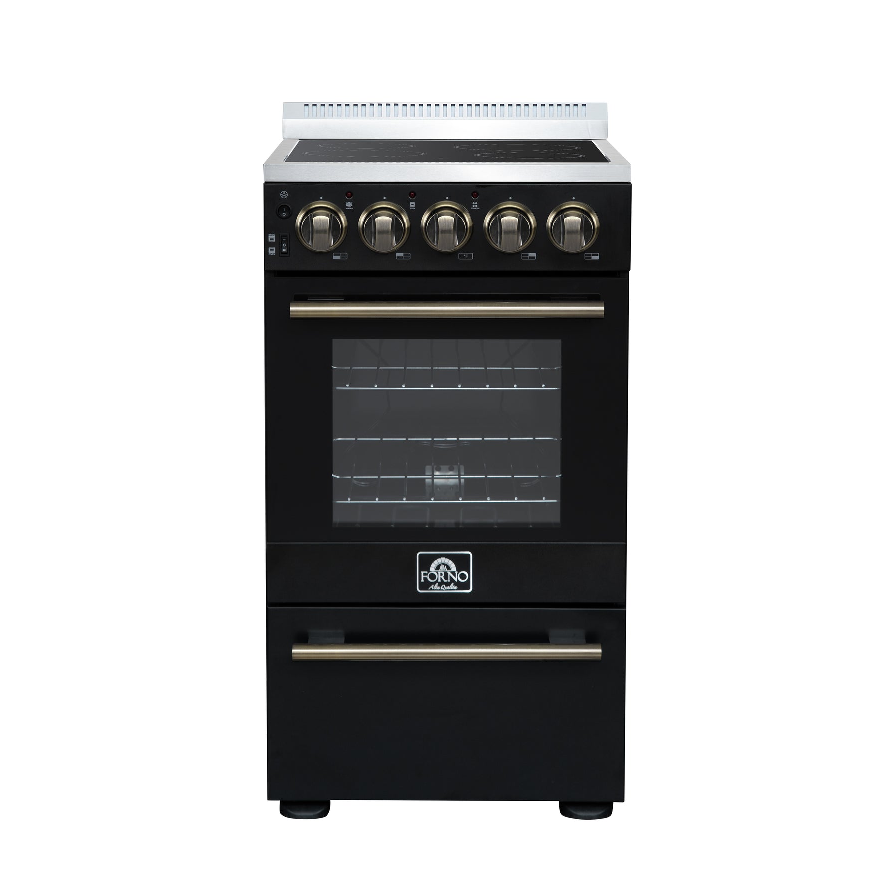 Forno Pallerano 20 Inch Freestanding Electric Range in Black, Canada Version, Plug and Cord Included - BonPrix Électroménagers