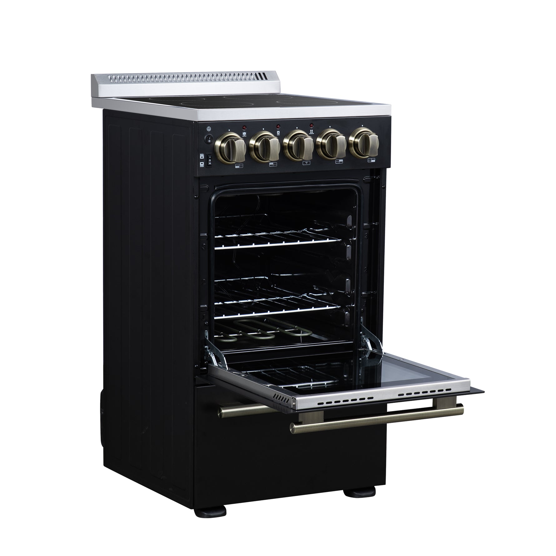 Forno Pallerano 20 Inch Freestanding Electric Range in Black, Canada Version, Plug and Cord Included - BonPrix Électroménagers
