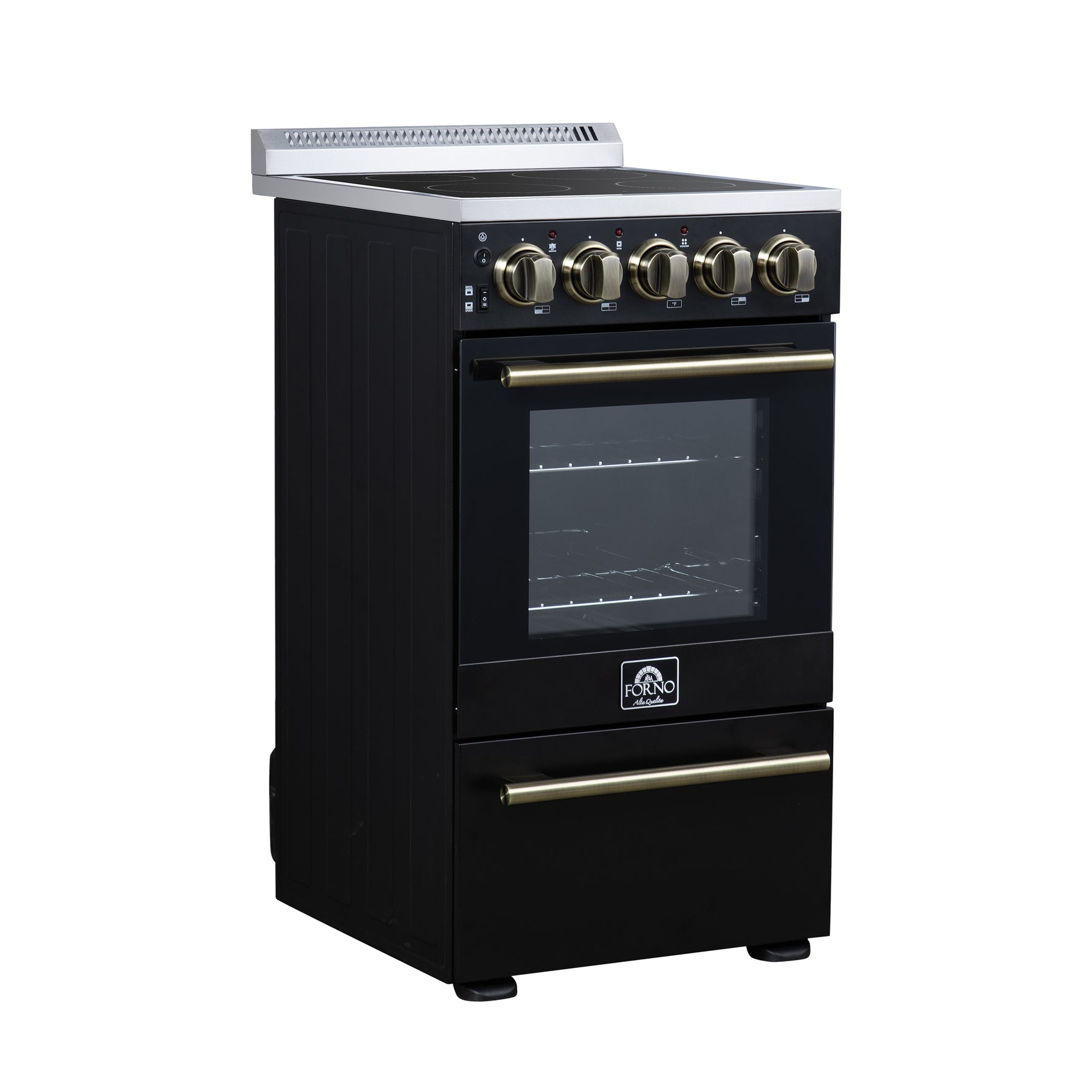Forno Pallerano 20 Inch Freestanding Electric Range in Black, Canada Version, Plug and Cord Included - BonPrix Électroménagers