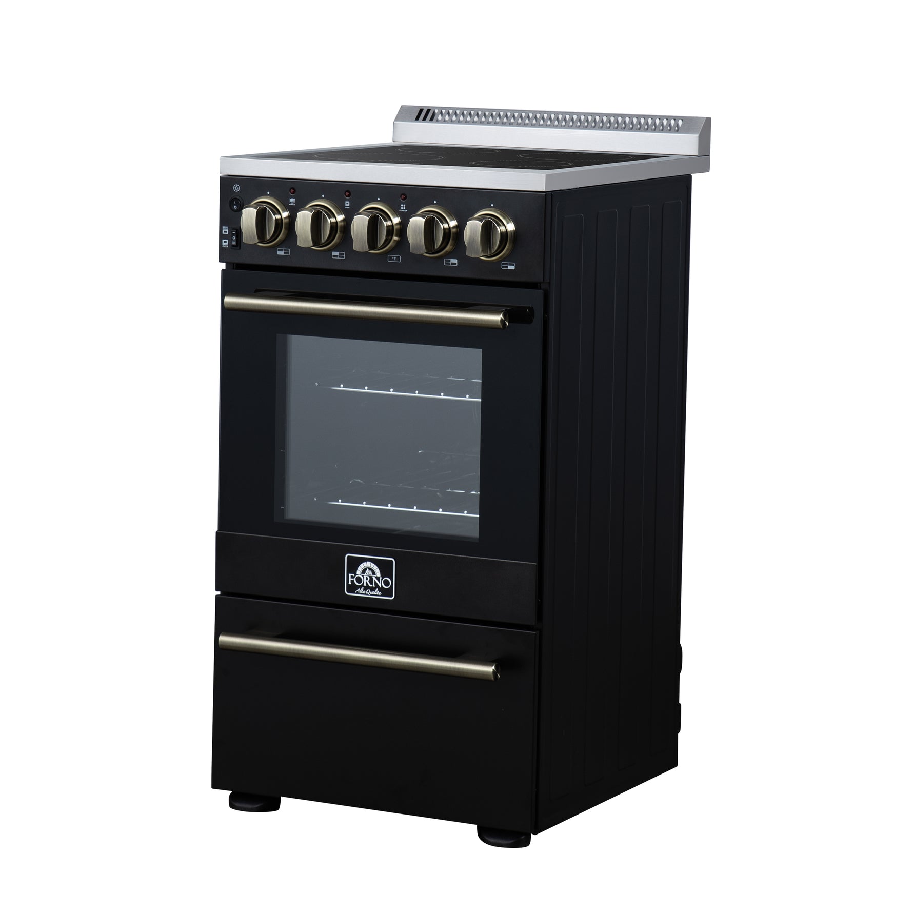 Forno Pallerano 20 Inch Freestanding Electric Range in Black, Canada Version, Plug and Cord Included - BonPrix Électroménagers