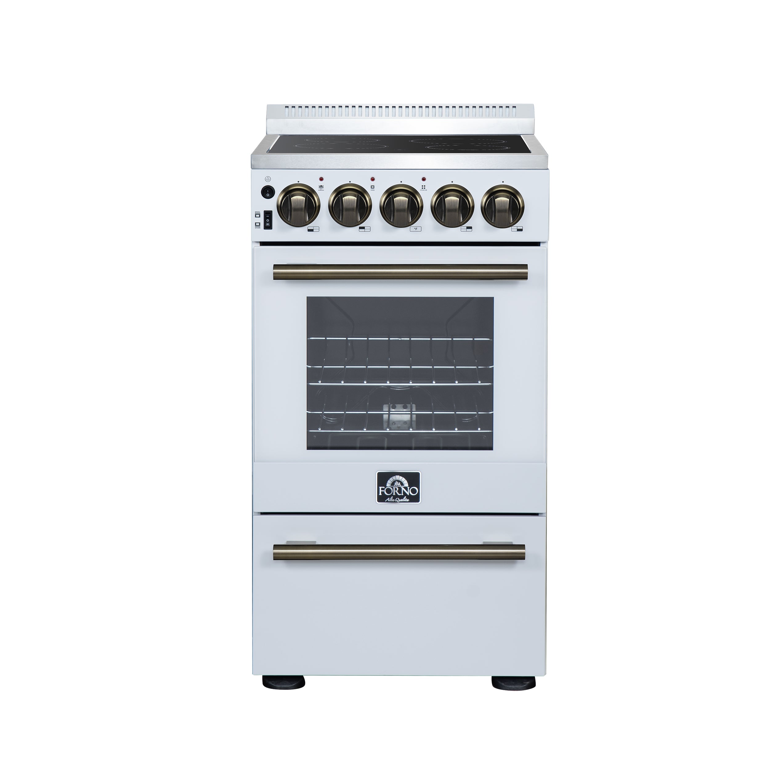 Forno Pallerano 20 Inch Freestanding Electric Range in White, Canada Version, Plug and Cord Included - BonPrix Électroménagers