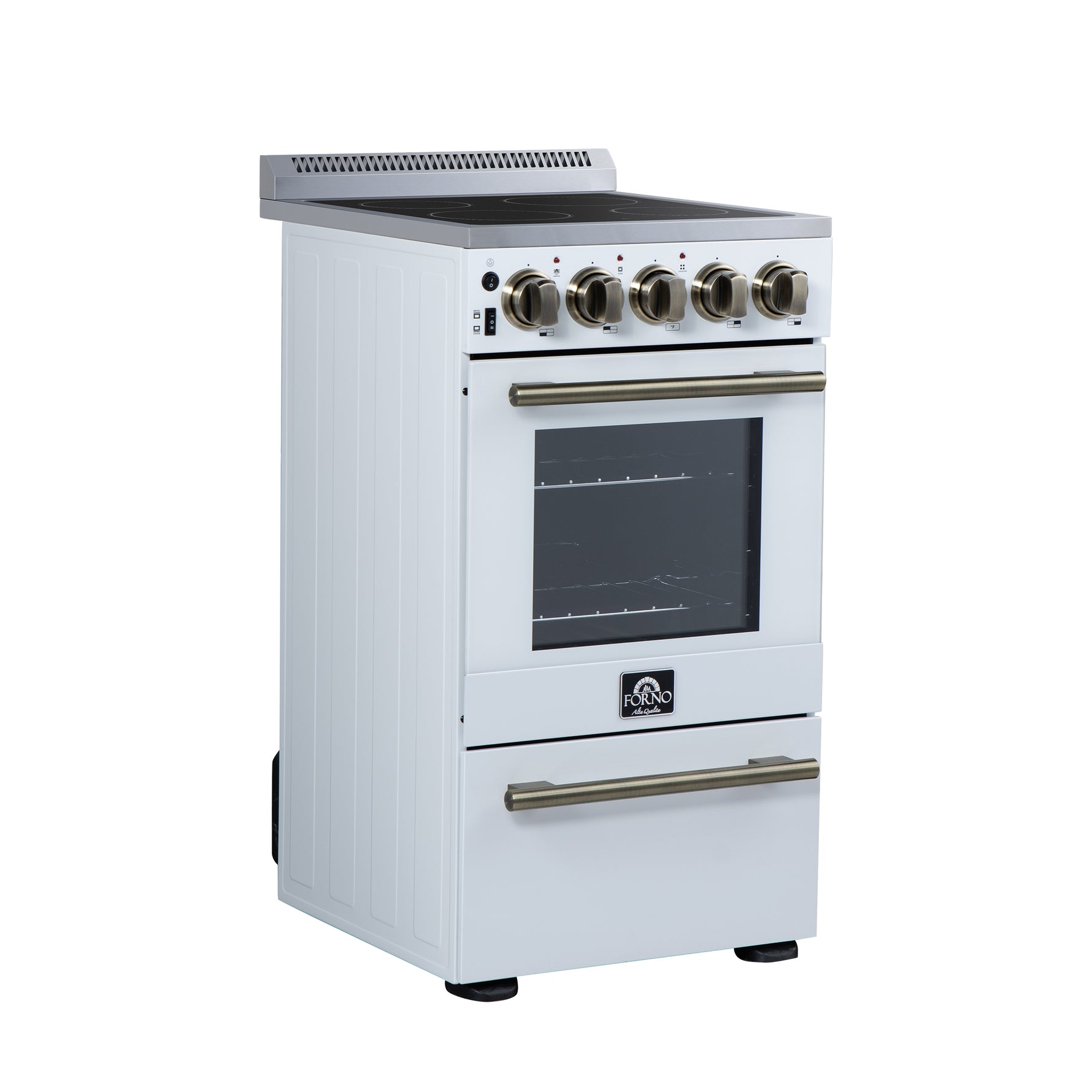 Forno Pallerano 20 Inch Freestanding Electric Range in White, Canada Version, Plug and Cord Included - BonPrix Électroménagers