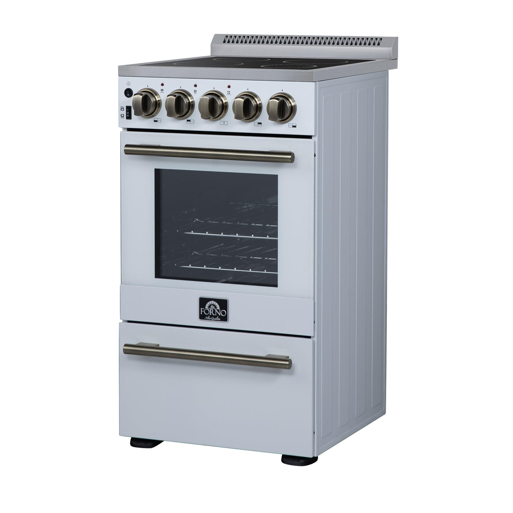 Forno Pallerano 20 Inch Freestanding Electric Range in White, Canada Version, Plug and Cord Included - BonPrix Électroménagers