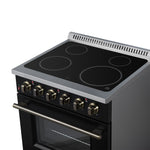 Galiano 30 Inch Freestanding Electric range, 4 radiant burners, 4.32 cf. True Convection oven, Air fryer kit, Black