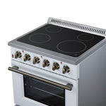 Galiano 30 Inch Freestanding Electric range, 4 radiant burners, 4.32 cf. True Convection oven, Air fryer kit, White