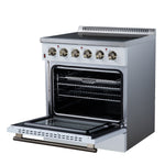 Galiano 30 Inch Freestanding Electric range, 4 radiant burners, 4.32 cf. True Convection oven, Air fryer kit, White
